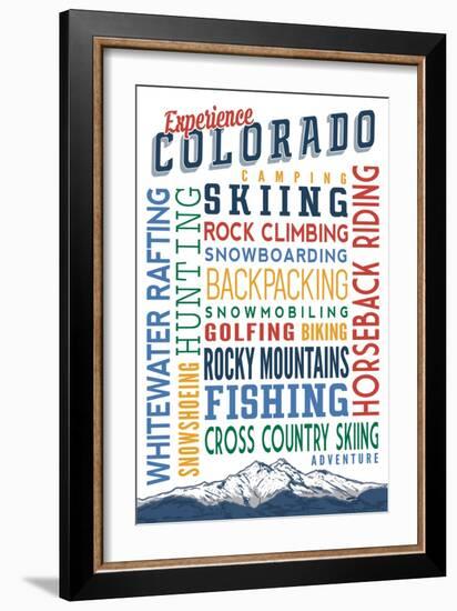 Experience Colorado - Typography-Lantern Press-Framed Art Print