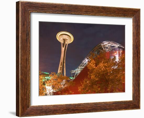 Experience Music Project (EMP) with Space Needle, Seattle, Washington, USA-Walter Bibikow-Framed Photographic Print