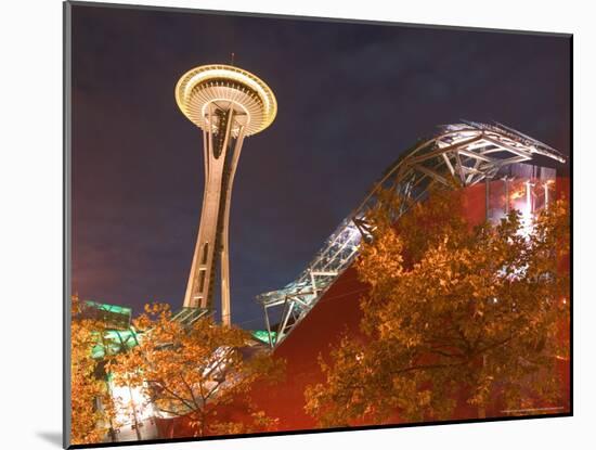 Experience Music Project (EMP) with Space Needle, Seattle, Washington, USA-Walter Bibikow-Mounted Photographic Print