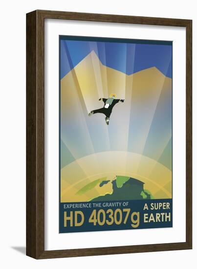 Experience the Gravity of a Super Earth in This Retro Space Poster-null-Framed Art Print