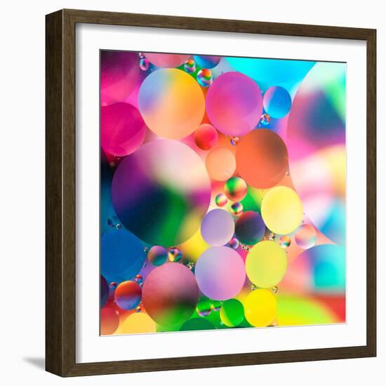 Experiment with Oil Drops on Water, Colorful Background-Abstract Oil Work-Framed Photographic Print