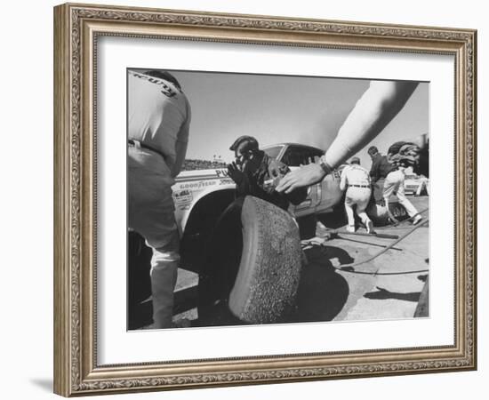 Expert Mechanics Making Repairs on a Car During the Daytona 500 Race-null-Framed Photographic Print