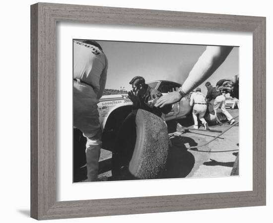 Expert Mechanics Making Repairs on a Car During the Daytona 500 Race-null-Framed Photographic Print