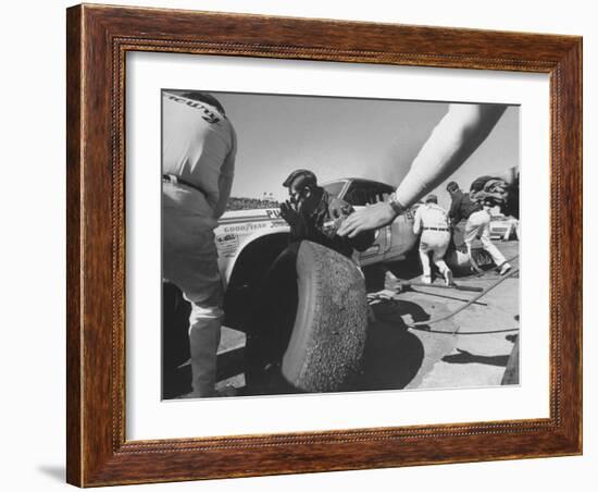 Expert Mechanics Making Repairs on a Car During the Daytona 500 Race-null-Framed Photographic Print