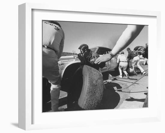 Expert Mechanics Making Repairs on a Car During the Daytona 500 Race-null-Framed Photographic Print