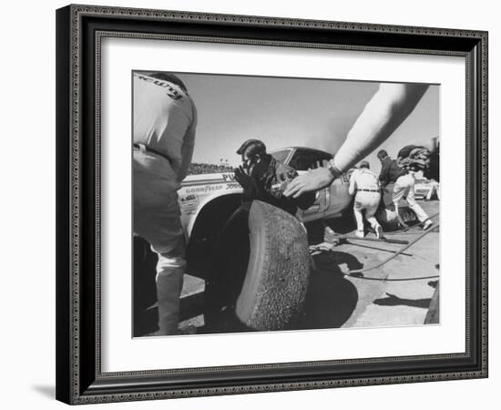 Expert Mechanics Making Repairs on a Car During the Daytona 500 Race-null-Framed Photographic Print