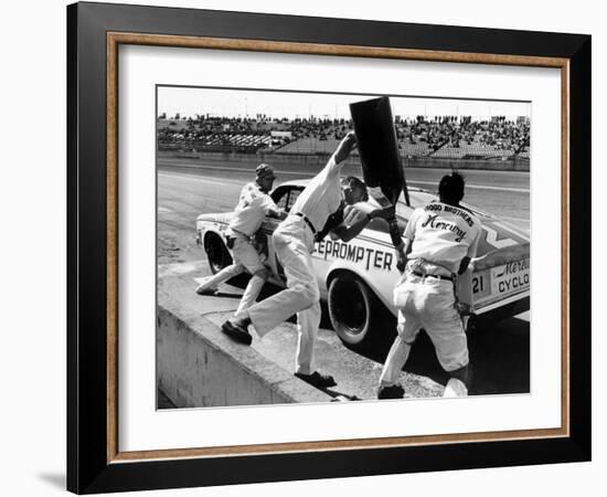 Expert Mechanics Making Repairs on a Car During the Daytona 500 Race-null-Framed Photographic Print