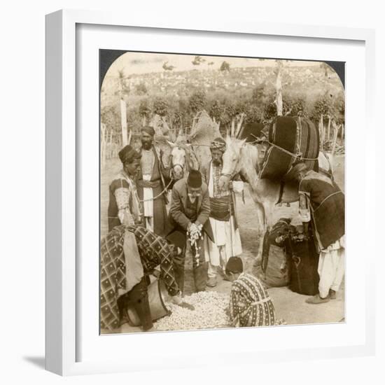 Experts Purchasing Silk Cocoons, for Export to France, Antioch, Syria, 1900s-Underwood & Underwood-Framed Photographic Print