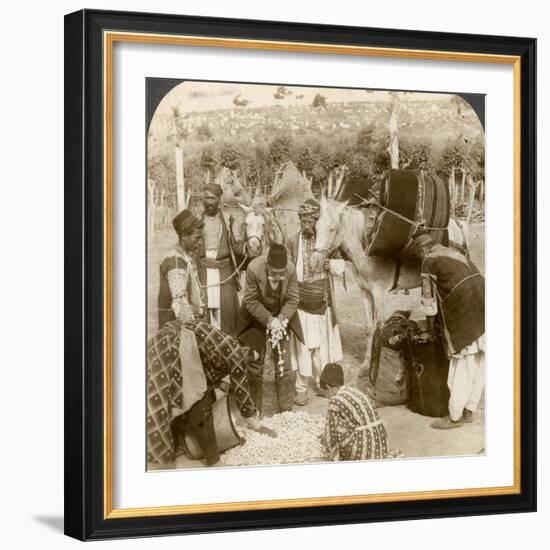 Experts Purchasing Silk Cocoons, for Export to France, Antioch, Syria, 1900s-Underwood & Underwood-Framed Photographic Print