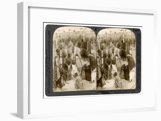 Experts Purchasing Silk Cocoons, for Export to France, Antioch, Syria, 1900s-Underwood & Underwood-Framed Giclee Print