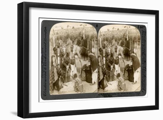 Experts Purchasing Silk Cocoons, for Export to France, Antioch, Syria, 1900s-Underwood & Underwood-Framed Giclee Print