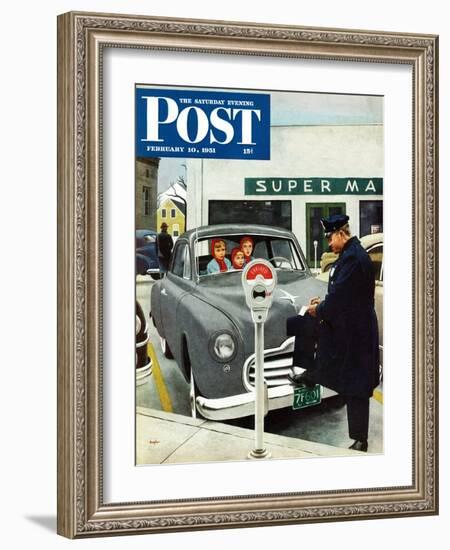 "Expired Meter" Saturday Evening Post Cover, February 10, 1951-George Hughes-Framed Giclee Print