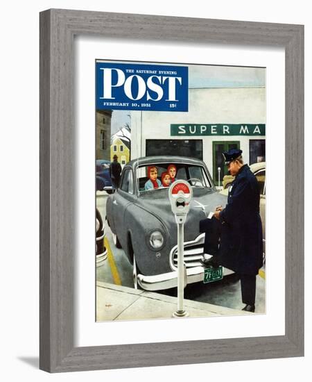 "Expired Meter" Saturday Evening Post Cover, February 10, 1951-George Hughes-Framed Giclee Print