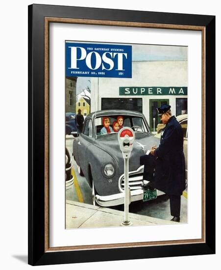 "Expired Meter" Saturday Evening Post Cover, February 10, 1951-George Hughes-Framed Giclee Print