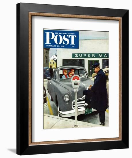 "Expired Meter" Saturday Evening Post Cover, February 10, 1951-George Hughes-Framed Giclee Print