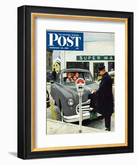 "Expired Meter" Saturday Evening Post Cover, February 10, 1951-George Hughes-Framed Giclee Print