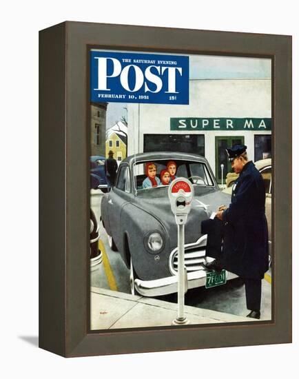 "Expired Meter" Saturday Evening Post Cover, February 10, 1951-George Hughes-Framed Premier Image Canvas