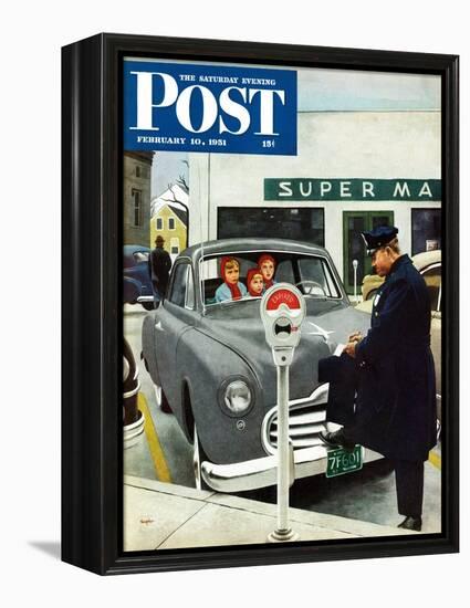 "Expired Meter" Saturday Evening Post Cover, February 10, 1951-George Hughes-Framed Premier Image Canvas