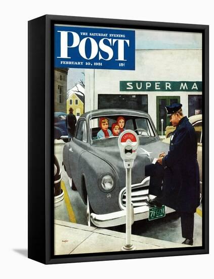 "Expired Meter" Saturday Evening Post Cover, February 10, 1951-George Hughes-Framed Premier Image Canvas