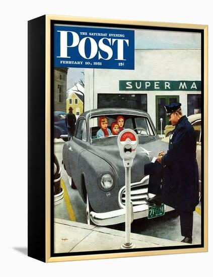 "Expired Meter" Saturday Evening Post Cover, February 10, 1951-George Hughes-Framed Premier Image Canvas