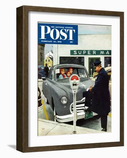"Expired Meter" Saturday Evening Post Cover, February 10, 1951-George Hughes-Framed Premium Giclee Print