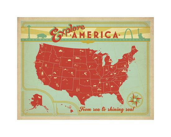 Explore America: From Sea To Shining Sea-Anderson Design Group-Framed Print Mount