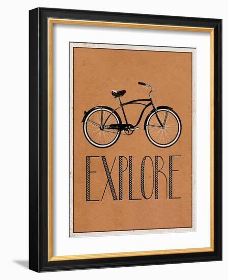 Explore Retro Bicycle Player Art Poster Print-null-Framed Art Print