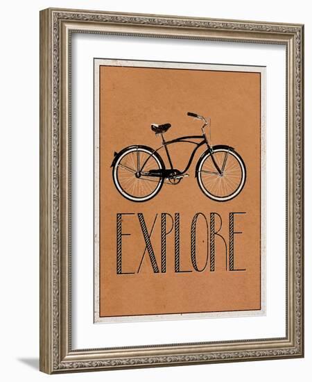 Explore Retro Bicycle Player Art Poster Print-null-Framed Premium Giclee Print