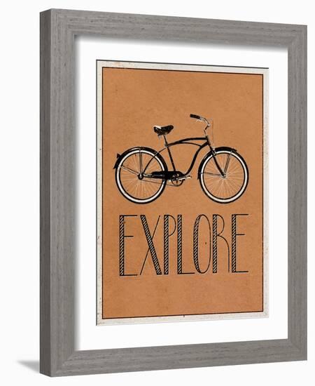 Explore Retro Bicycle Player Art Poster Print-null-Framed Premium Giclee Print