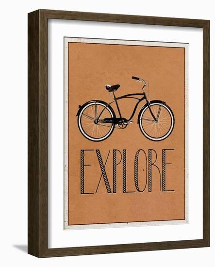 Explore Retro Bicycle Player Art Poster Print-null-Framed Premium Giclee Print