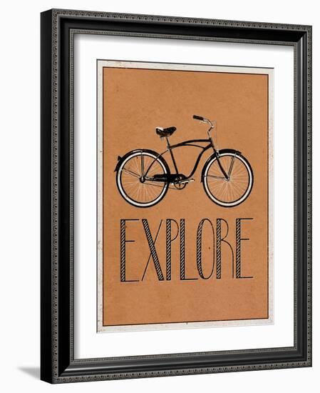 Explore Retro Bicycle Player Art Poster Print-null-Framed Premium Giclee Print