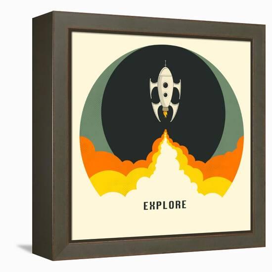 Explore-Jazzberry Blue-Framed Stretched Canvas