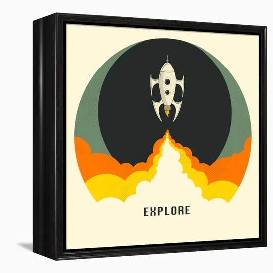 Explore-Jazzberry Blue-Framed Stretched Canvas