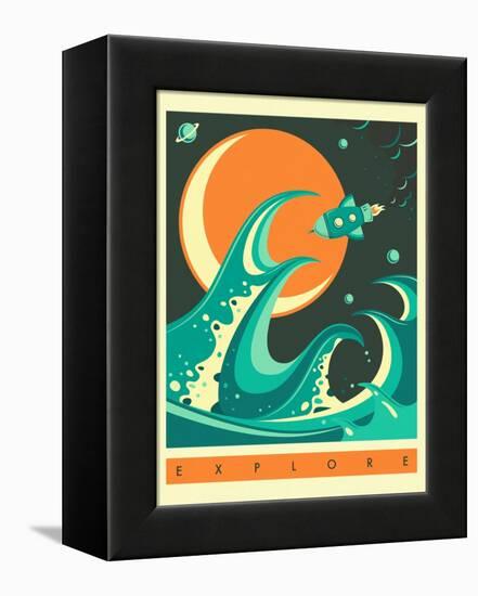 Explore-Jazzberry Blue-Framed Stretched Canvas