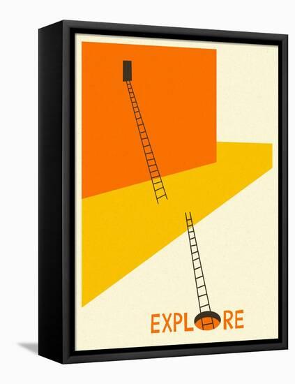 Explore-Jazzberry Blue-Framed Stretched Canvas