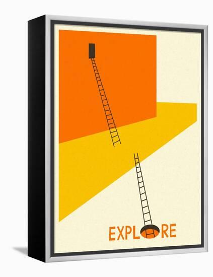 Explore-Jazzberry Blue-Framed Stretched Canvas