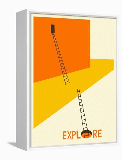 Explore-Jazzberry Blue-Framed Stretched Canvas