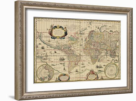 Explorer's World, 1630, Blau-Willem Jansz-Framed Art Print