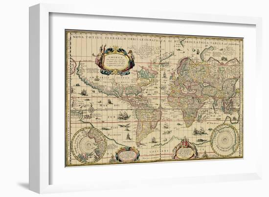 Explorer's World, 1630, Blau-Willem Jansz-Framed Art Print