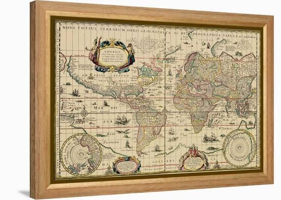 Explorer's World, 1630, Blau-Willem Jansz-Framed Stretched Canvas