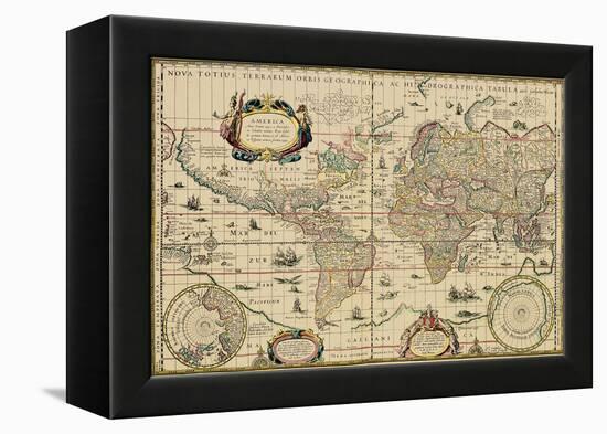 Explorer's World, 1630, Blau-Willem Jansz-Framed Stretched Canvas