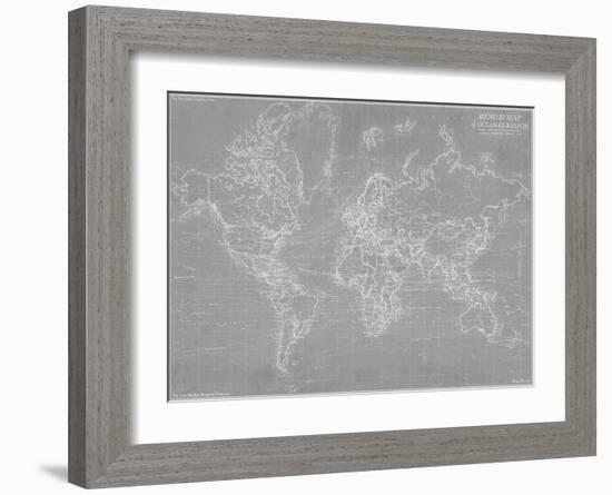 Explorer - World Map - Graphite-The Vintage Collection-Framed Giclee Print