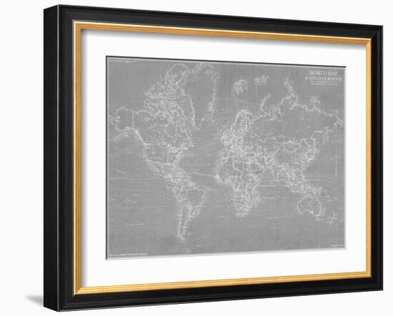 Explorer - World Map - Graphite-The Vintage Collection-Framed Giclee Print