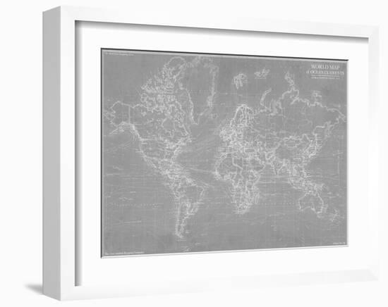 Explorer - World Map - Graphite-The Vintage Collection-Framed Giclee Print