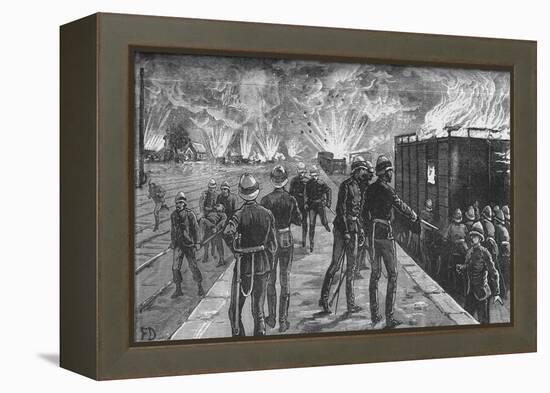'Explosion at Cairo Railway Station: Bursting of Shells and Ammunition', c1882-85-Unknown-Framed Premier Image Canvas