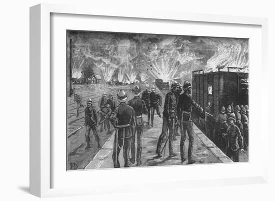 'Explosion at Cairo Railway Station: Bursting of Shells and Ammunition', c1882-85-Unknown-Framed Giclee Print