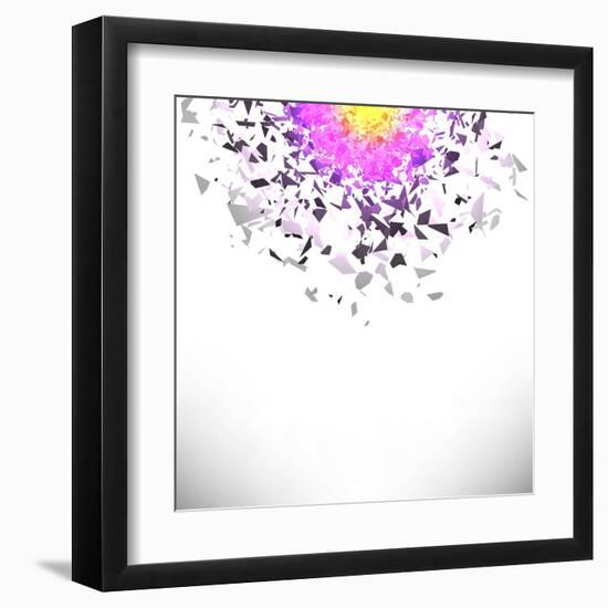 Explosion Cloud of Grey Pieces-Valerii Stoika-Framed Art Print