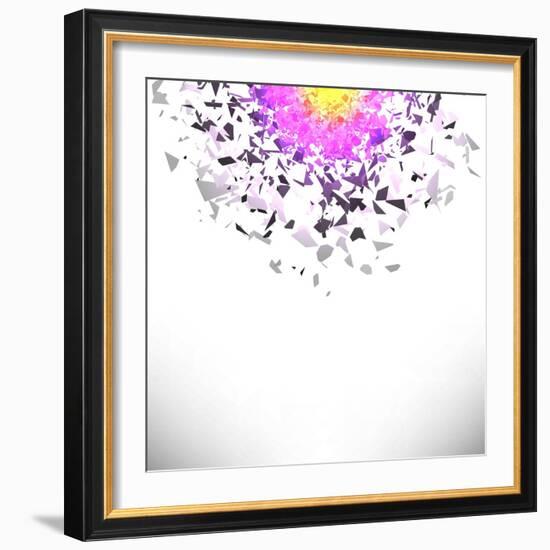 Explosion Cloud of Grey Pieces-Valerii Stoika-Framed Art Print