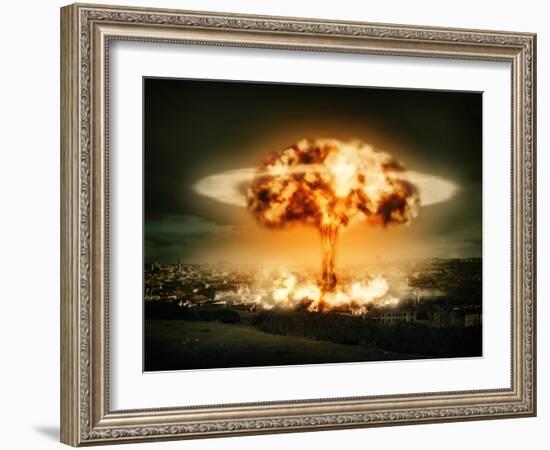 Explosion Of Nuclear Bomb-egal-Framed Art Print