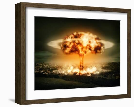 Explosion Of Nuclear Bomb-egal-Framed Art Print